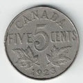 1923 Canadian Nickel – 5 Cents Vintage Canada