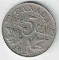 1924 Canadian Nickel – 5 Cents Vintage Canada