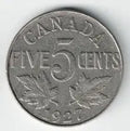 1927 Canadian Nickel – 5 Cents Vintage Canada
