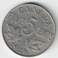 1928 Canadian Nickel – 5 Cents Vintage Canada