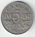 Canadian 1934 Nickel My Store