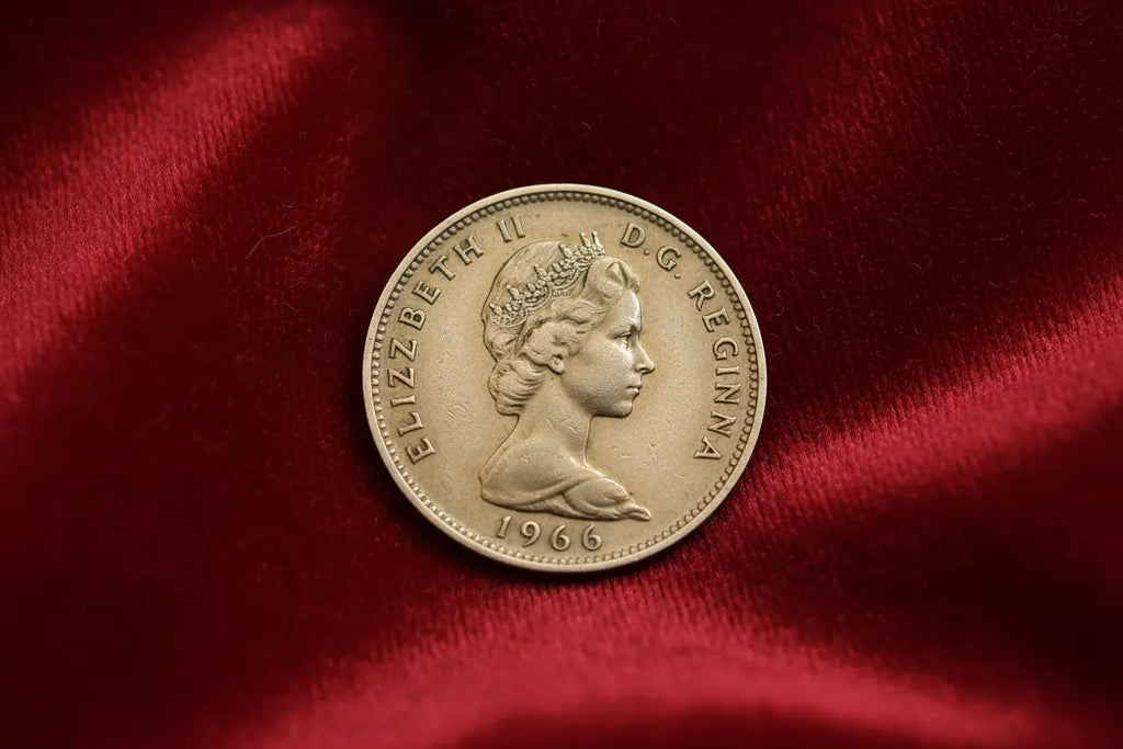 1966 Canadian Nickel - Obverse with Queen Elizabeth II on Red Velvet