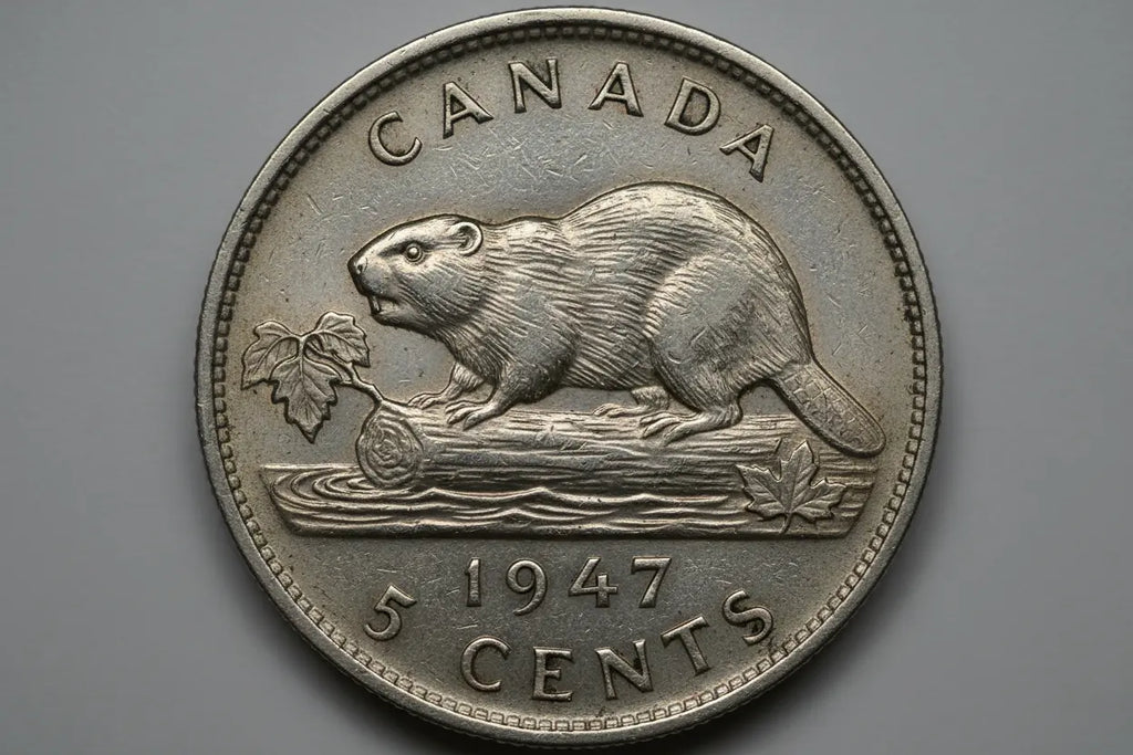 1947 Canadian Maple Leaf Nickel - Reverse with Beaver