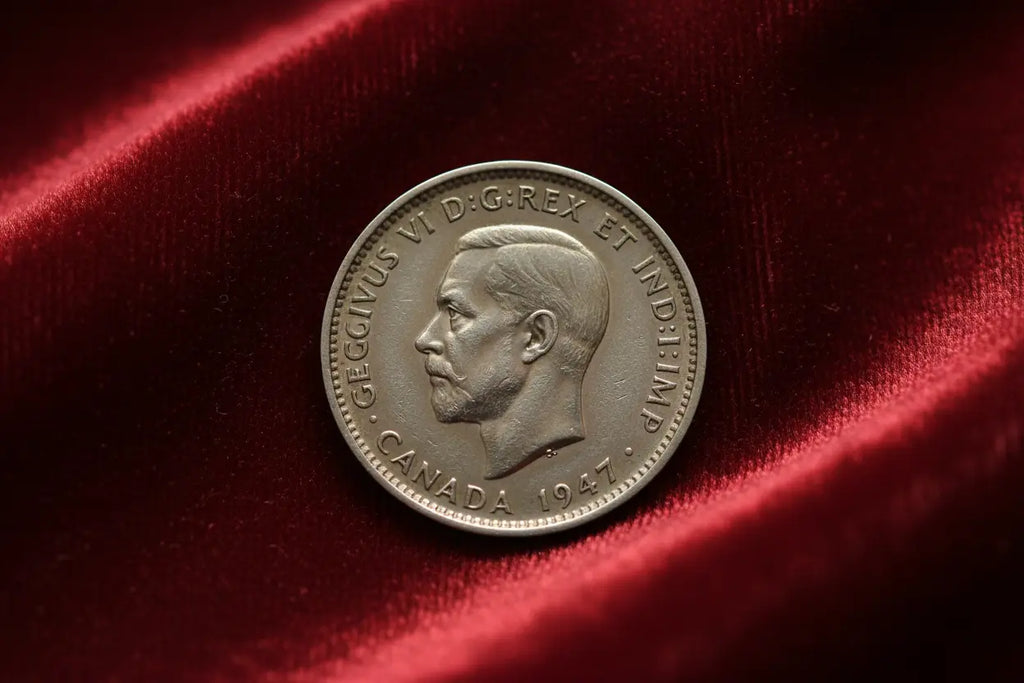 1947 Canadian Nickel - Obverse with King George VI on Red Velvet