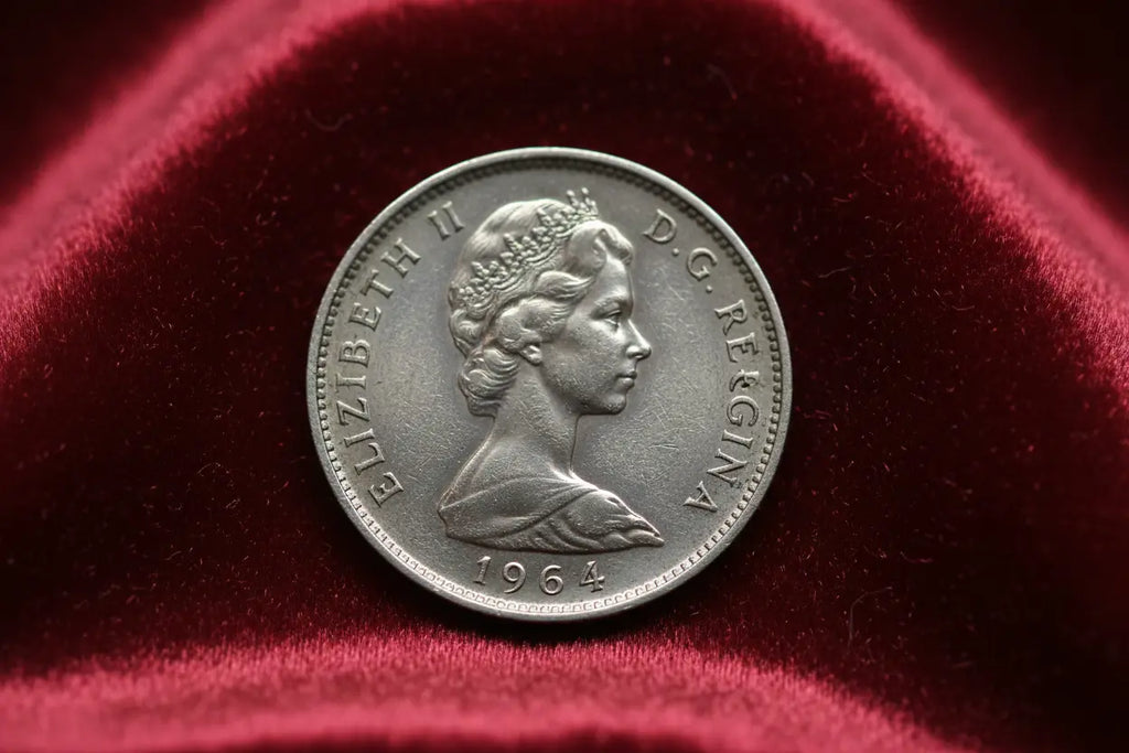 1964 Canadian Nickel - Obverse with Queen Elizabeth II on Red Velvet