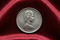 1964 Canadian Nickel - Obverse with Queen Elizabeth II on Red Velvet