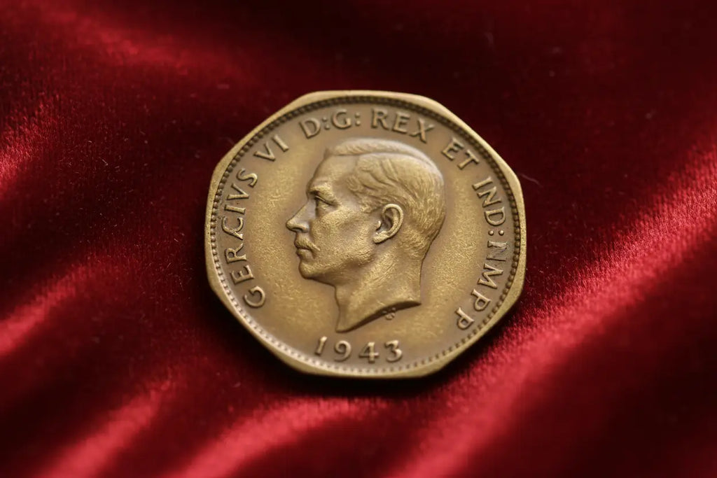 1943 Canadian Victory Nickel - Obverse with King George VI on Red Velvet