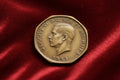 1943 Canadian Victory Nickel - Obverse with King George VI on Red Velvet