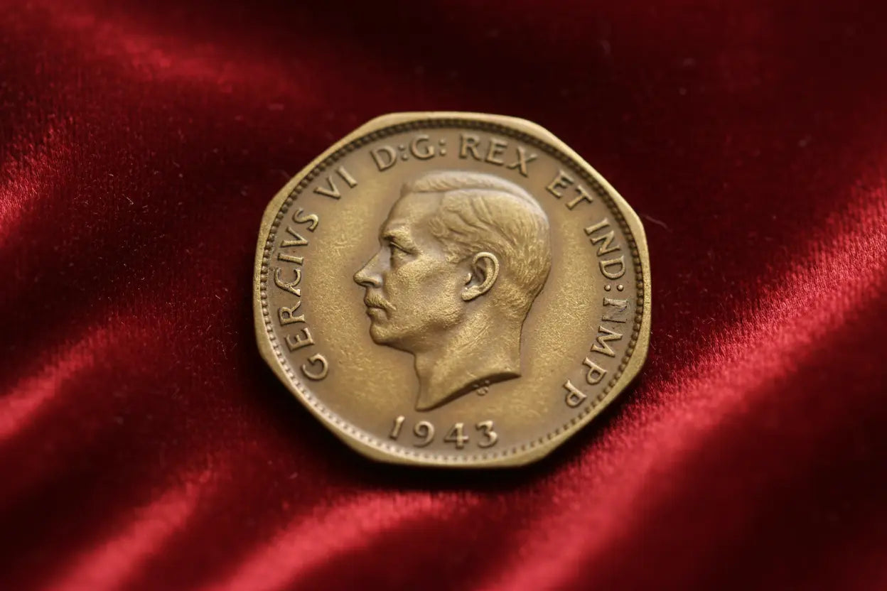 1943 Canadian Victory Nickel - Obverse with King George VI on Red Velvet